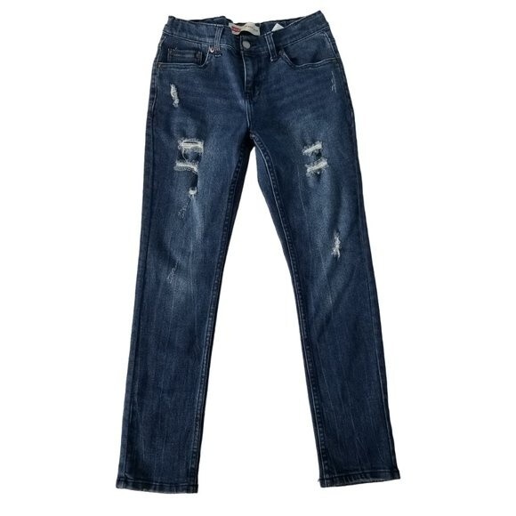 Levi's Mid Rise Skinny Taper Distressed Jeans Size 27 - Picture 1 of 9